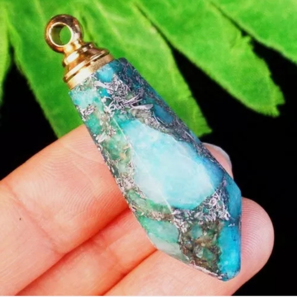 New Sea Sediment Jasper Pyrite Essential Oils Pendant. - Picture 3 of 4